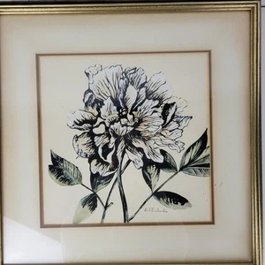 Vintage Paul Richards Pfingstrosen gerahmtes Aquarell Gemälde Blume Kunst signiert - Bild 1 von 15