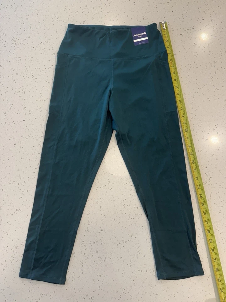 Leggings para mujer Aeropostale recortados verde azulado logotipo cintura talla grande nuevos con etiquetas Foto 1 de 3