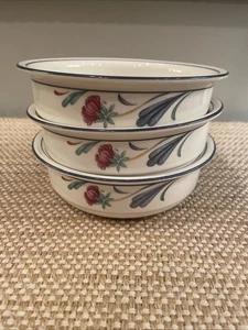 Set Of 3 Lenox Poppies on Blue 6" Cereal / Soup Bowls Excellent Condition! - Picture 1 of 7