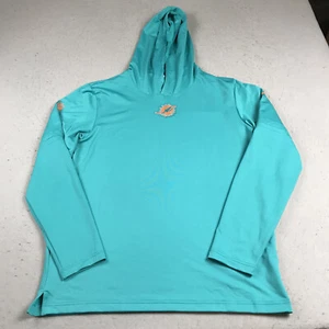 Miami Dolphins Hoodie Mens Large Blue Teal Nike Performance Dri Fit Stretch NFL - Picture 1 of 10