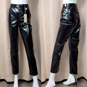 M&S "Harper" CIGARETTE Ankle Grazer BLACK PATENT Shiny JEANS ~ Size 20 Regular - Picture 1 of 6