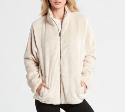 VOLCOM Women's PHEELIN PHUZZY Zip Jacket - Bone - Large - NWT - Image 1 of 4