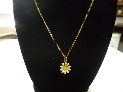 Collar Tono Dorado 18" Esmalte Flor Margarita  Foto 1 de 3