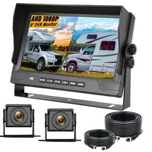 9" 1080P DVR BSD Monitor Dual Backup Camera 2 Split Screen for Truck/Trailer/Bus - Picture 1 of 13