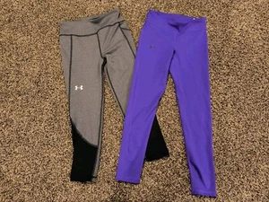 Girls Under Armour Leggings Lot of 2 Size Medium - Picture 1 of 7