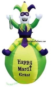 7' Airblown Mardi Gras Jester On Ball Yard Inflatable Lighted FREE SHIPPING - Picture 1 of 1