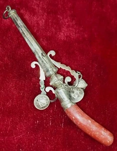 ANTIQUE VICTORIAN RATTLE AND AMULET. SILVER . ENGLAND. 19TH CENTURY - Picture 1 of 1