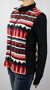 Ralph Lauren Active Black Red Cream Fleece Cableknit Jacket Full Zip NWT $120 - Picture 1 of 1
