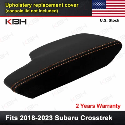 Fits 2018-2023 Subaru Crosstrek Black Console Lid Armrest PU Cover Trim Orange - Imagem 1 de 4