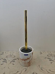 WENKO Odos Toilet Brush Holder, Resin, Gold/Marbled, Ø 7,5 x 37 cm - Picture 1 of 6