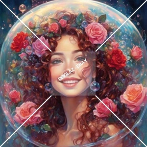 Rosen Blumenporträt in einer Blase - einzigartiges digitales Kunstbild (Tapete/Desktop) - Bild 1 von 3