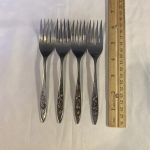 4 My Rose Salad Forks Oneida Community Betty Crocker Stainless Steel VGUC - Picture 1 of 6