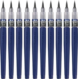10 Sets Pentel Pinselstift schnell trocknende Bürste Medium schwarz XFPD5L aus Japan - Bild 1 von 5