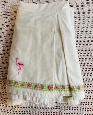 POTTERY BARN KIDS FULL Bed Skirt Grosgrain Ribbon Trim Embroidery Fully Lined - Image 1 of 4