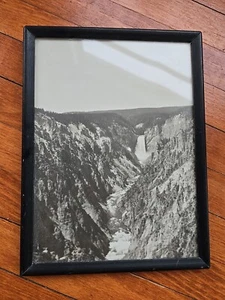 Vintage 1938 Framed Photo Yellowstone Artist's Point B/w Grand Canyon 6.5 x 8.5 - Picture 1 of 7