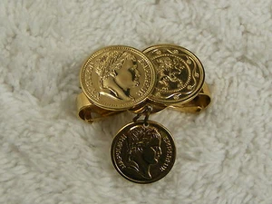 C59 con clip para bufanda de moneda Goldtone (C59) - Imagen 1 de 2