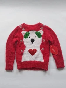 Joyland Christmas Holidays Polar Bear Red Sweater Pullover Kids Girls - Picture 1 of 10