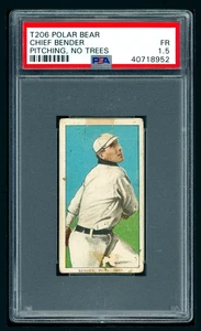 ⚾️ 1909-11 T206 Polar Bear - Chief Bender (HOF) Pitching, No Trees - PSA 1.5 New - Picture 1 of 3