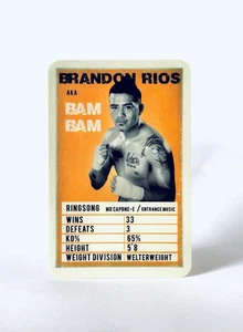 2016 Boxing Ringwalk BRANDON RIOS RC Trading Card 3.25” UK Top Trumps YELLOW - Picture 1 of 3