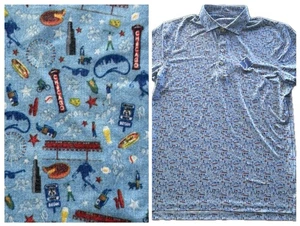 Johnnie O Chi-Town Chicago Poloshirt Herren Medium Allover-Druck Bohne Hotdog neu ohne Etikett - Bild 1 von 9