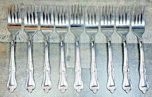 Oneida Stainless AZALEA Glossy Flatware Set Of 9 Salad Forks  VGC - Picture 1 of 11