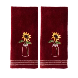 by Saturday Knight Ltd. Sunflower In Jar 2 Pc Hand Towel Set, Wine - Picture 1 of 6