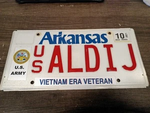 Arkansas US Army vietnam Era Veteran Expired License Plate Tag ALDIJ - Picture 1 of 8