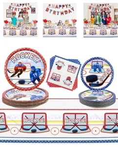 Hockey Thema Partybedarf - 122-teilig Hockeyteller Servietten Tischdecke Set für... - Bild 1 von 8