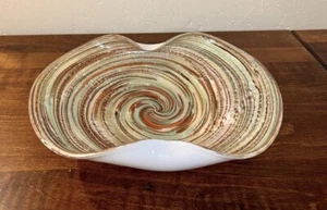 Large 12 X 9 Vtg MCM Murano Art Glass Fruit Centerpiece Bowl MULTICOLOR Swirl - Picture 1 of 7