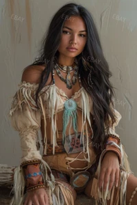 Impresión artística arriesgada de modelo de niña nativa americana con curvas 4x6 A9016 - Imagen 1 de 1