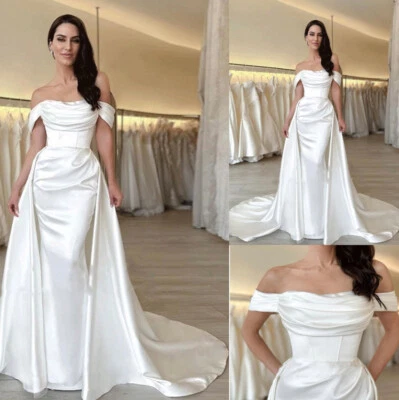 Elegant Wedding Dresses Mermaid with Detachable Train Off Shoulder Bridal Gown - Image 1 of 4