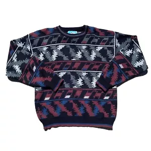 Botany 500 Sweater Geometric Men’s XL Black Gray Blue Red Acrylic Knit Vtg 90’s - Picture 1 of 7