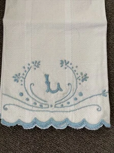 Vintage Monogramm Küche Geschirr Bad Handtuch Anfangsbuchstabe L bestickt - Bild 1 von 11
