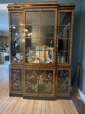RARE Vintage DREXEL 584 223 Et Cetera Chinoiserie China Cabinet Black Lacquer - Image 1 of 3