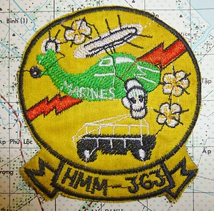 Patch - HMM 363 - US Helicopter Gunships - Lucky Red Lions - Vietnam War - G.918 - Picture 1 of 2