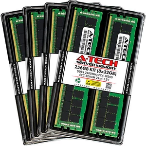 A-Tech 256GB 8x 32GB 2Rx4 PC4-19200R DDR4 2400 ECC REG RDIMM Server Memory RAM - Picture 1 of 4
