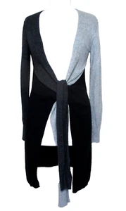 Allude Strickjacke Pullover klein Damen Grautöne Kaschmir Colorblock vorne zum Binden - Bild 1 von 5