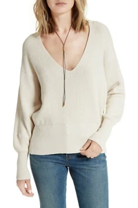Neu mit Etikett Free People Allure Pullover mit V-Ausschnitt Größe Large – elfenbeinfarben OB5604890 – 98 $ - Bild 1 von 5