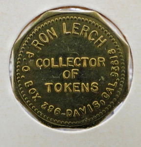 Davis, Calif. Ron Lerch Collector Good For 1 Drink Merchant Token 24mm SP3209 - Bild 1 von 2