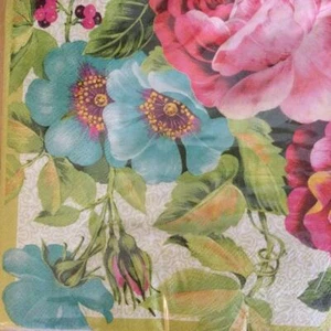PAPER NAPKINS / SERVIETTES PACK OF 20 PINK AND BLUE FLOWER BLOOMS 3PLY - Picture 1 of 3