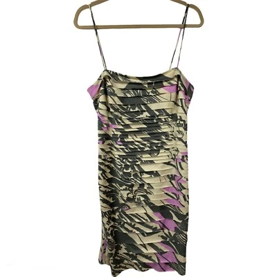 JS Collections Layered Geometric Shimmer Beige Purple Gray Dress Size 14 Foto 1 de 4