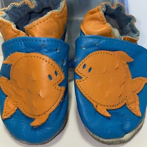 Robeez Soft Soled Infant Shoes 0-6 Months Goldfish Leather Canadian Made New