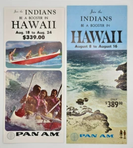 Lotto di 2 brochure da viaggio baseball vintage Hawaii Pan Am Indians Booster anni 60 - Foto 1 di 5
