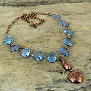 Tanzanite Quartz Copper Gift For Mother Electroformed Adjustable Necklace 18.0" - Picture 1 of 6