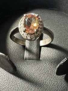 Sterling Silver Color Change Andesine Ring Orange To Green Size 8.75 - Picture 1 of 12