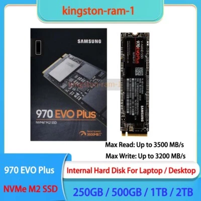 Samsung 970 EVO Plus SSD 2TB 1TB 500GB 250GB NVMe M.2 2280 Solid State Drive Lot - Image 1 of 4
