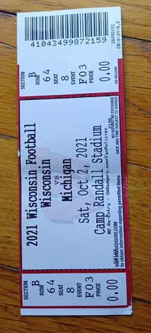 2021 Michigan Wolverines vs Wisconsin Badgers Football Ticket Stub Cover