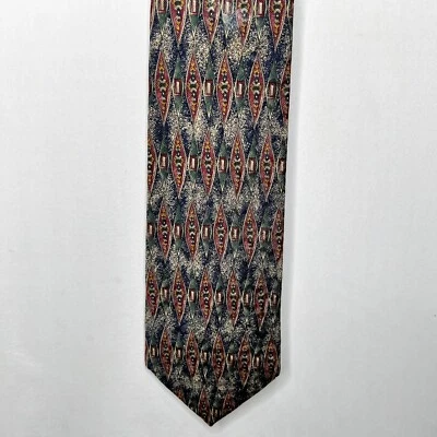 Corbata geométrica negra Smith para hombre 4” seda granate verde beige azul EE. UU. Foto 1 de 4