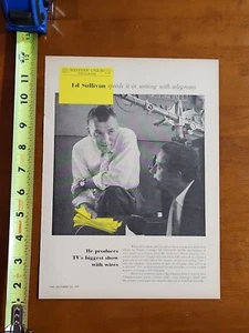 MAGAZINE AD QESTERN UNION TELEGRAM ED SULLIVAN TIME 1957 NECA ELECTRICAL - Picture 1 of 2