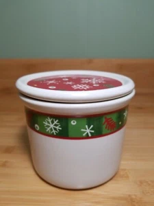 LONGABERGER HOLIDAY ONE PINT CROCK AND COASTER  LID SET  POTTERY  - Picture 1 of 7